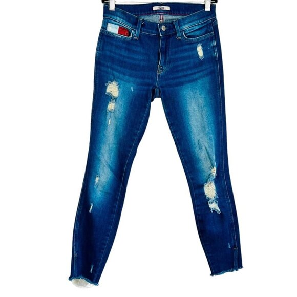 Tommy Hilfiger Denim  High Rise Distressed Skinny Open Hem Legging Women Size 2 - Picture 1 of 16